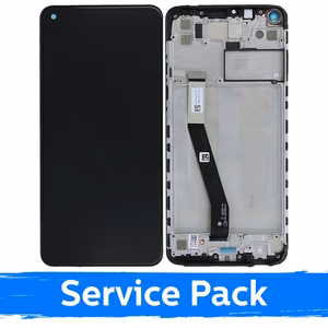 LCD Display Compatible With Xiaomi Redmi Note 9 Black With Frame (Service Pack)