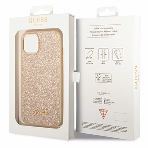 Guess GUHCP14SHGGSHD iPhone 14 6.1" kulta/kulta kova kotelo Glitter Script