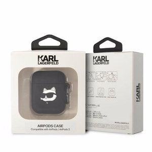 Karl Lagerfeld KLA2RUNCHK AirPods 1/2 Suojakuori musta/musta Silikoninen Choupette Head 3D