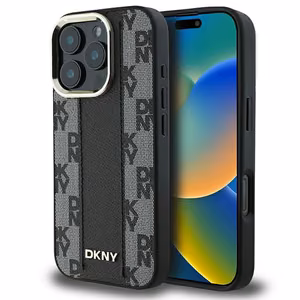 DKNY Checkered Pattern Magsafe iPhone 16 Pro Max:lle Suojakuori - Musta