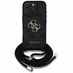 Guess suojakuori iPhone 16 Pro Max:lle GUHCP16XP4GMGCRK (CBDY PU 4G Big Logo W/Cord Strap) - musta