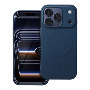 Silikoninen Mag Cover iPhone 17 PRO:lle MagSafe-yhteensopiva (iso reikä) sininen