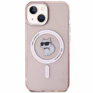 Karl Lagerfeld IML Choupette MagSafe Suojakuori iPhone 15:lle - vaaleanpunainen