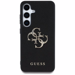 GUESS Grained Big 4G Logo Small Classic Logo Suojakuori Samsung Galaxy S25 Plus Musta
