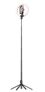 Blavec selfie-rengasvalo Aluminium Aura LED RGB rengas P-50 25cm kolmijalka + kaukosäädin + 2,3 m (RLP50-TRB23) musta