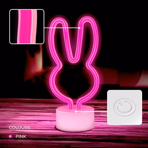 Neon LED jalustalla RABBIT vaaleanpunainen USB-C FSC-10 Forever Light