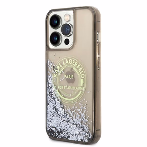 Karl Lagerfeld Liquid Glitter RSG suojakuori iPhone 14 Pro Max:lle - musta