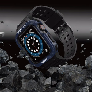 Protect Strap Band for Apple Watch 42/44/45mm Armored Case Strap - Black, Blue