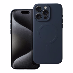 Silikoninen Mag Cover iPhone 15 PRO MAX:lle yhteensopiva MagSafen kanssa titaanisininen