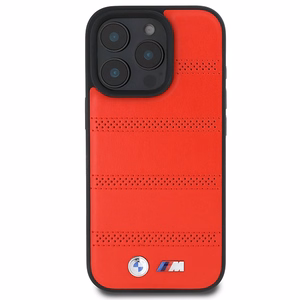 BMW M Perforated And Stitched Line MagSafe Suojakuori iPhone 16 Pro:lle - punainen