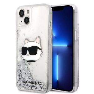 Karl Lagerfeld KLHCP14MLNHCCS iPhone 14 Plus 6.7" hopeinen/hopeinen kovakuori Glitter Choupette Head