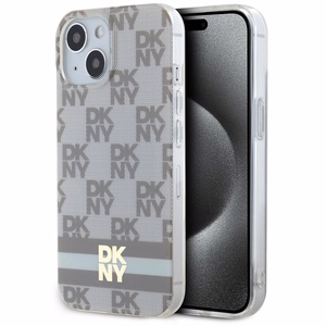 DKNY IML Ruudullinen Mono-kuvio ja Painetut Raidat MagSafe Suojakuori iPhone 15 / 14 / 13:lle - beige