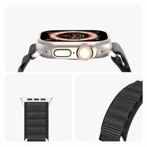 Dux Ducis GS nylon ranneke Apple Watch 42 / 44 / 45 / 49 mm:lle musta