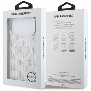 Karl Lagerfeld IML KL Monogram MagSafe suojakuori iPhone 17 Pro Max - valkoinen
