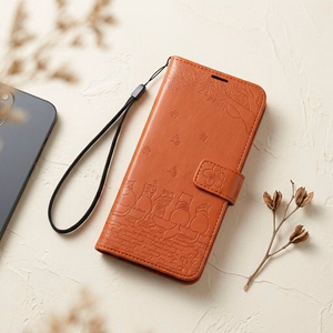 MEZZO Book Suojakuori SAMSUNG A37 kissat ruskea