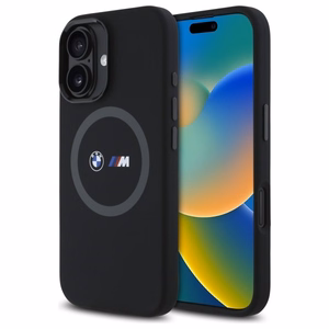 BMW M Silikoninen Printed Ring MagSafe suojakuori iPhone 16:lle - musta