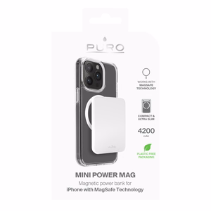 Puro Slim Power Mag 4200mAh -virtapankki MagSafe USB-C:llä - Valkoinen