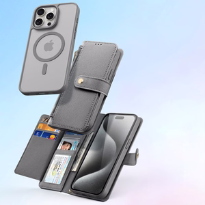 Dux Ducis Lawa Nahkainen Suojakuori iPhone 15 Pro:lle - harmaa