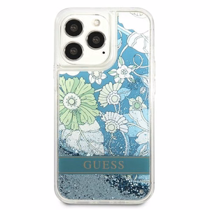 Guess GUHCP13XLFLSN iPhone 13 Pro Max 6.7" vihreä/vihreä kovakotelo Kukka Nestemäinen Glitteri