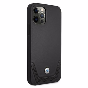 BMW Nahkainen rei'itetty kotelo iPhone 12 / iPhone 12 Pro - musta