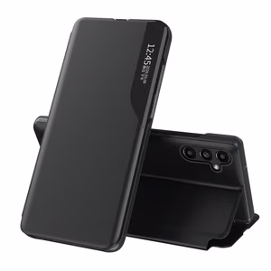 Eco Leather View Suojakuori Samsung Galaxy A14:lle läppäjalusta musta