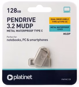 Memory usb drive Platinet Metal UDP 128GB USB 3.2 + Type-C
