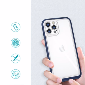 Kirkas 3in1 tapauksessa iPhone 12 Pro Max sininen kehys geeli kansi