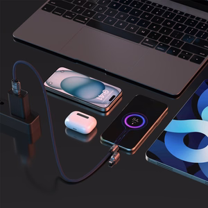 Dudao L20Max 65W 4-in-1 kaapeli kaulahihnalla USB-C - USB-C Lightning- ja USB-A-adaptereilla - sininen