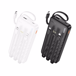 Hoco J146 -varavirtalähde 10000 mAh 2A neljällä sisäänrakennetulla kaapelilla USB-A + USB-C + Lightning + Micro USB, musta