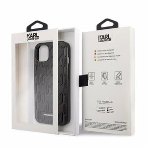 Karl Lagerfeld KLHCP13SMNMP1K iPhone 13 mini 5,4 "kovakotelo musta / musta Monogrammi plaketti