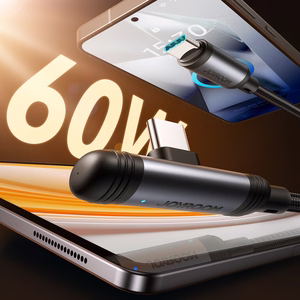 Joyroom S-A56 EnjoyX Series 90 astetta USB-C - USB-C Kaapeli 60W 1.2m - Musta