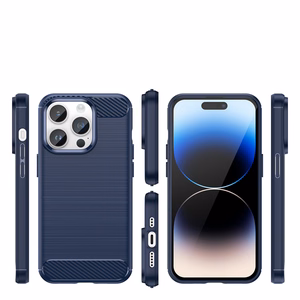 Carbon Kotelo iPhone 14 Pro Max joustava geeli takakuori sininen