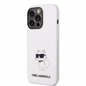 Karl Lagerfeld KLHCP14LSNCHBCH iPhone 14 Pro 6.1 valkoinen/valkoinen kova suojakuori Silicone Choupette