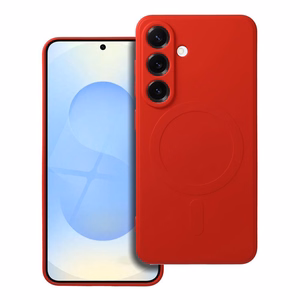 Silikoninen Mag Cover Samsung S25:lle yhteensopiva MagSafen kanssa punainen
