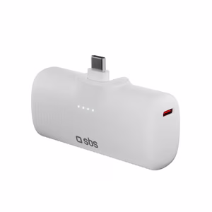 SBS EcoPower 5000 mAh 10W tehopankki sisäänrakennetulla USB-C-portilla - valkoinen
