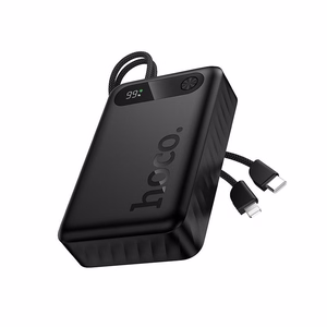 Hoco J171A -varavirtalähde 20000 mAh QC PD 2A 22,5W sisäänrakennetuilla kaapeleilla USB-C + Lightning, musta