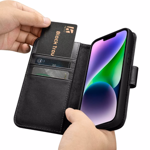 iCarer Wallet Case 2in1 Cover iPhone 14 Plus Anti-RFID Leather Flip Case Black (WMI14220727-BK)