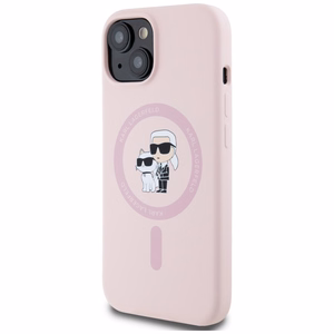 Karl Lagerfeld Silikoninen Karl&Choupette MagSafe iPhone 15 Plus:lle Suojakuori - Vaaleanpunainen