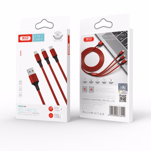 XO kaapeli NB173 3in1 USB - Lightning + USB-C + microUSB 1,2 m 2,4A musta
