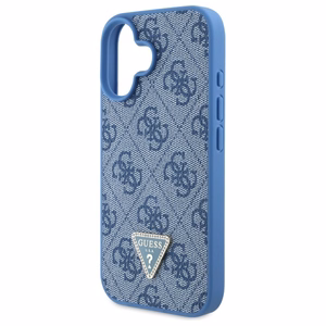 Guess Leather Metal Logo Strass Crossbody Suojakuori iPhone 16:lle - sininen