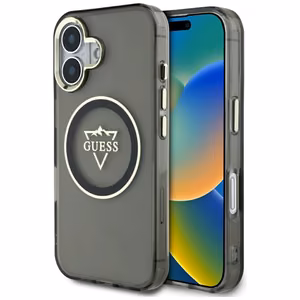 Guess Hardcase MagSafe IML Metal Mountain Logo Suojakuori iPhone 16 6,1":lle - musta