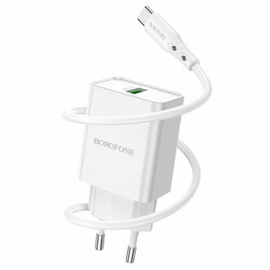 Borofone Wall charger BN5 Sunlight - USB - QC 3.0 18W with USB to Type C cable white