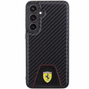 Ferrari Carbon Stitched Bottom Suojakuori Samsung Galaxy S24+:lle - musta