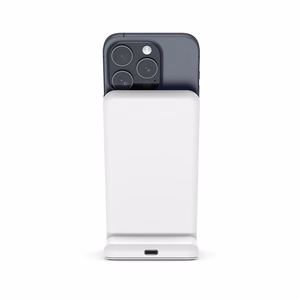 Crong MagSpot Stand 2-in-1 MagSafe-compatible wireless charger for iPhone and AirPods, white
