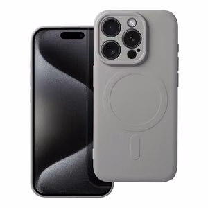 Silikoninen Mag Cover iPhone 15 PRO:lle yhteensopiva MagSafen kanssa titaaninharmaa