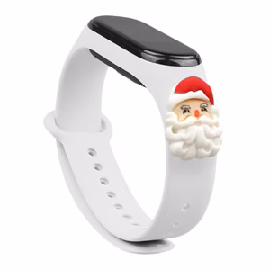 Hihna Xmas Xiaomi Mi Band 3 / 4 joulu silikoni rannekorun hihna joulupukki - valkoinen