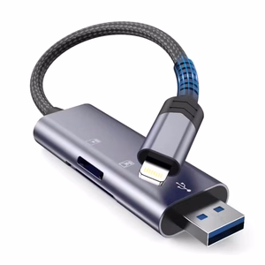 Tech-Protect UltraBoost SD/micro SD -kortinlukija Lightning / USB-A -liittimella - harmaa