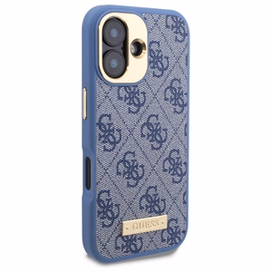 Guess 4G Logo Plate MagSafe iPhone 16 Suojakuori - Sininen