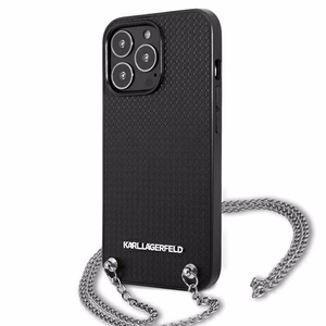 Karl Lagerfeld Nahkainen Teksturoitu ja Ketju Suojakuori iPhone 13 Pro Max 6.7" - Musta