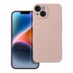 Silikoninen Mag Cover iPhone 14:lle yhteensopiva MagSafen kanssa vaaleanpunainen